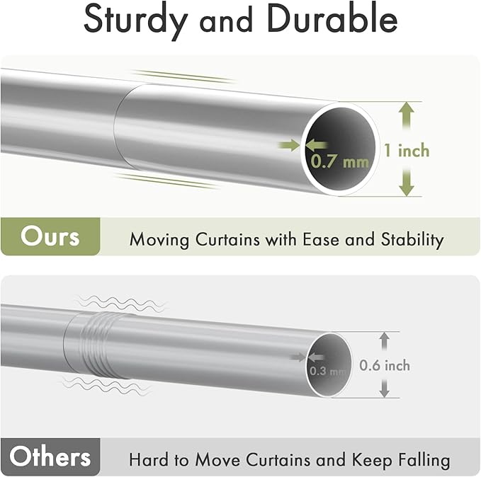 AmazerBath Spring Tension Shower Curtain Rod, 31-75 Inches Heavy Duty Tension Rod Rust Proof Bathroom Curtain Rod, Adjustable No Drill Easy Segmented Installation, Silver