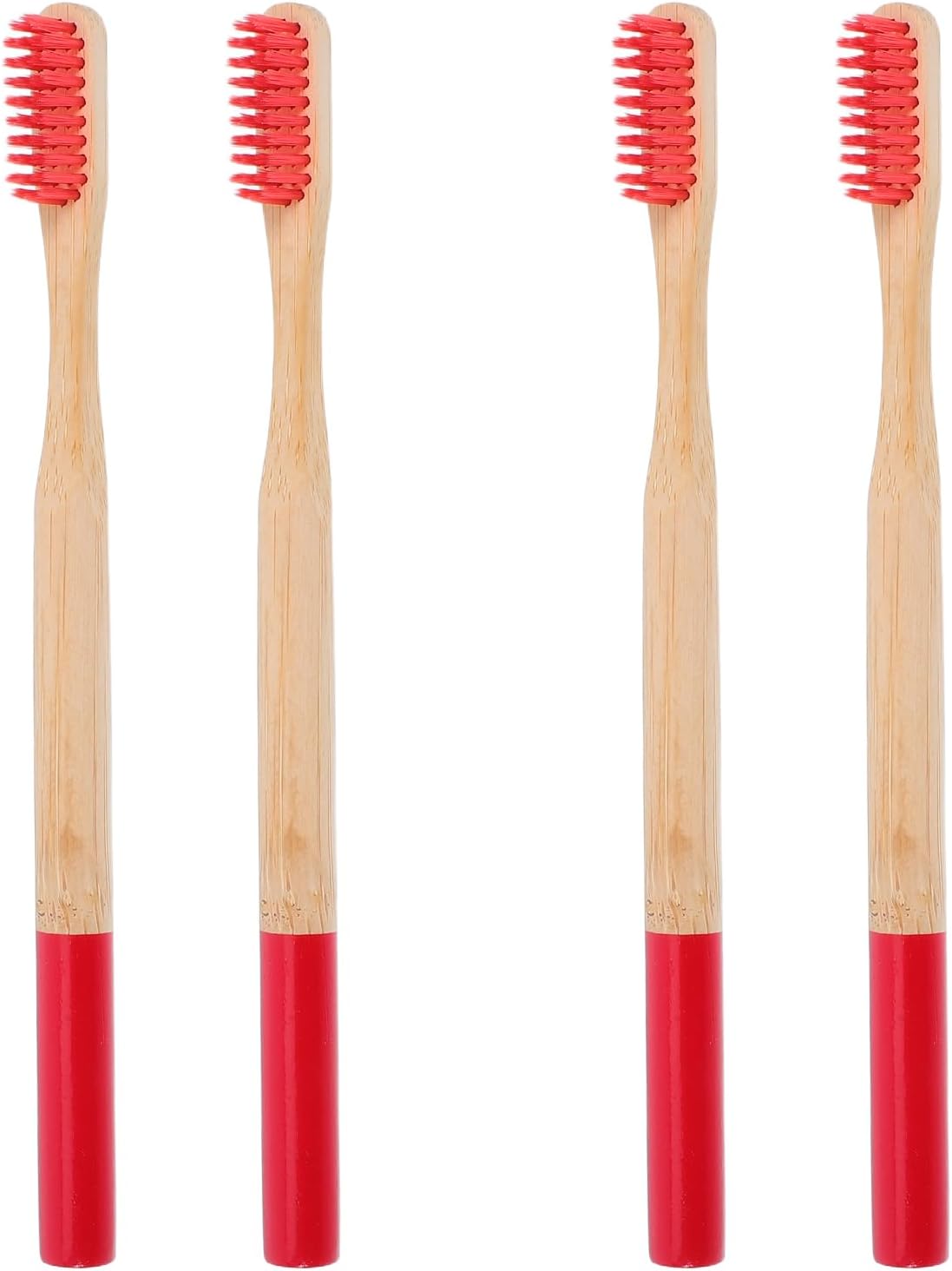 FRCOLOR 4Pcs Bamboo Toothbrushes for Adults with Soft Bristles Eco Friendly Manual Toothbrush Set Ergonomic Non Slip Handle for Travel and Home Use