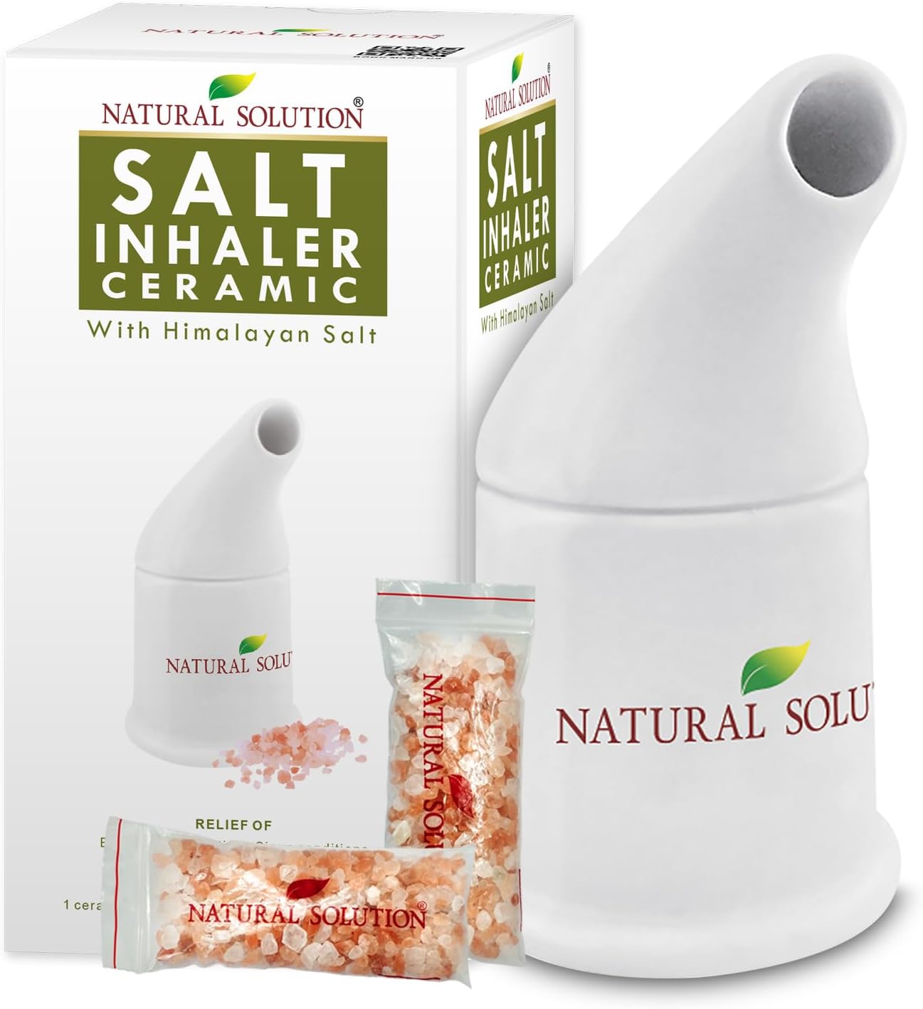 Natural Solution Ceramic Pink, Cleans The Respiratory System Great for Allergy, Asthma Relief, and Other Respiratory Conditions , Salt Inhaler, 1 Count