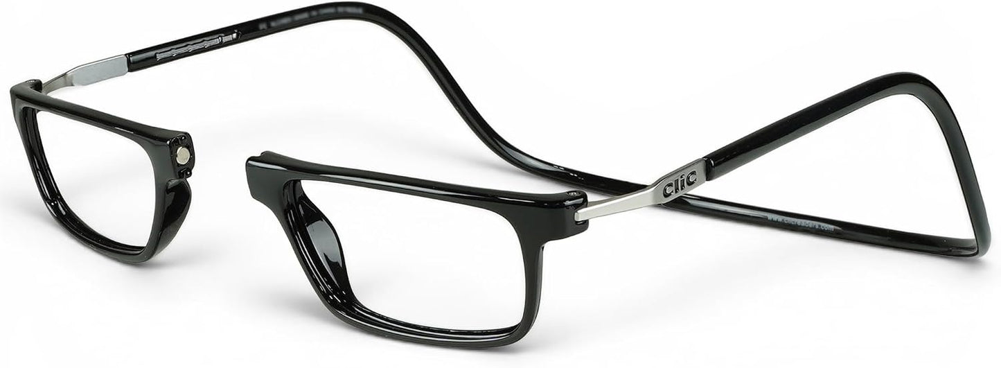 Clic Magnetic Reading Glasses - Adjustable Neck Hanging Readers - Secure Fit with Rigid Headband - Executive XL (XL-XXL, Black, 2.00)