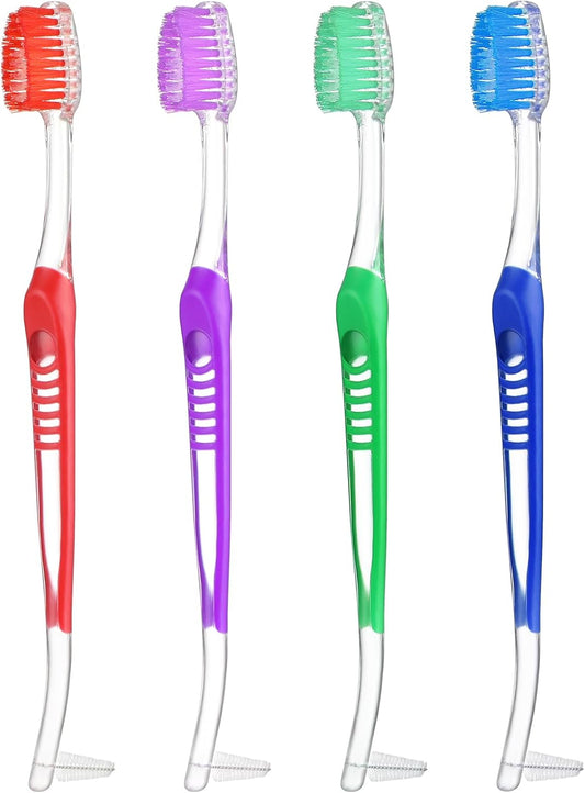 Tyqour 4 Pack Orthodontic Toothbrush for Braces Brushes for Teeth with Interproximal Head Double Ended Soft Bristles for Ortho Brace Teeth Cleaning