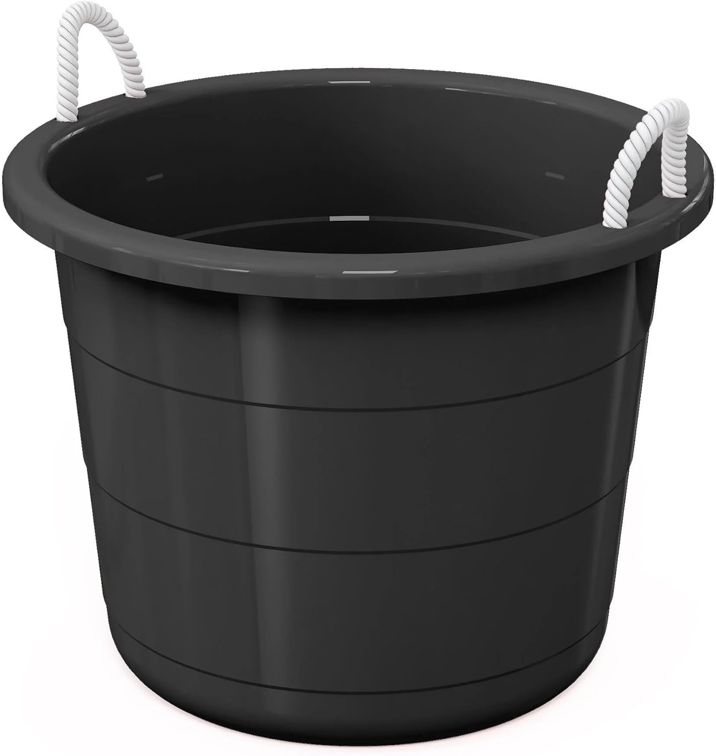 17-Gallon Plastic Storage Buckets with Rope Handles – Heavy-Duty Multipurpose Utility Buckets, Suitable for Camping, Laundry Room, Garage, or Outdoor Use, Black (1)