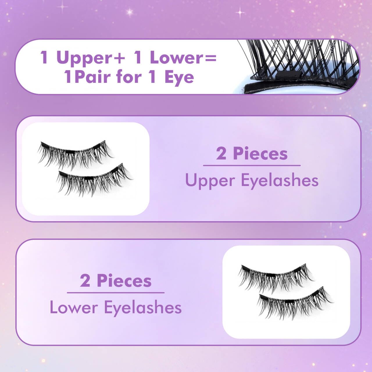 Elara Craft Magnetic Eyelashes with Applicator, Magnetic Eyelashes Natural Look,Reusable Magnet Lashes No Glue Needed Soft Lashes Kit(Simple)