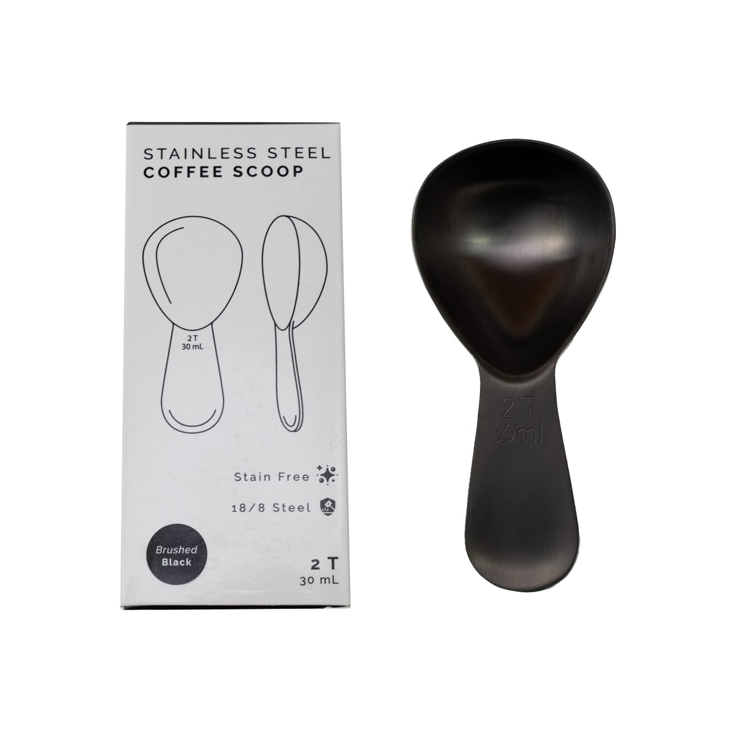 Coffee Scoop 2 Tbsp â Brushed Black, Stainless Steel â Precise Measuring Spoon for Coffee, Tea & More â Ergonomically Balanced Handle â Fits Inside AirscapeÂ® Canisters