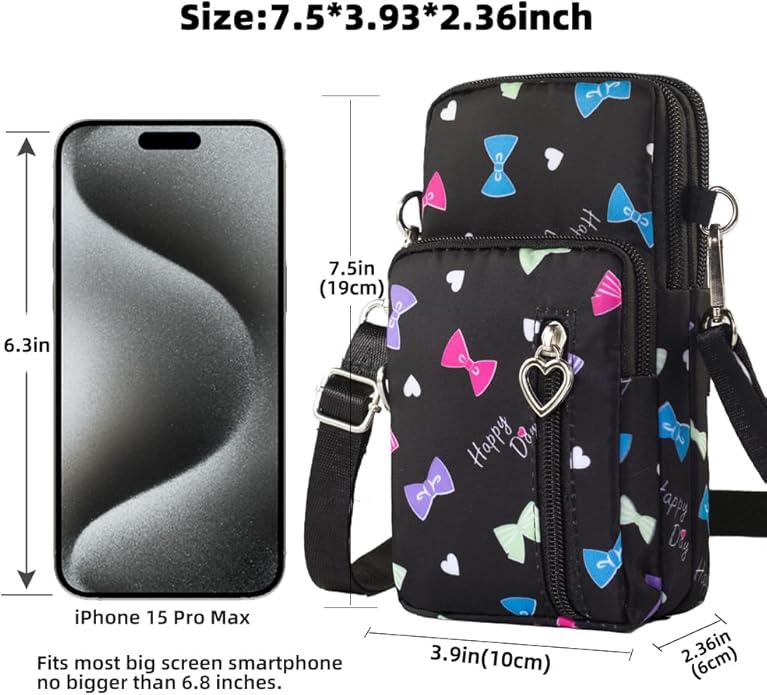 JANKS Small Crossbody Bag for Women - Mini Phone Purses with Crossbody Strap and Wallet - Nylon Arm Bag