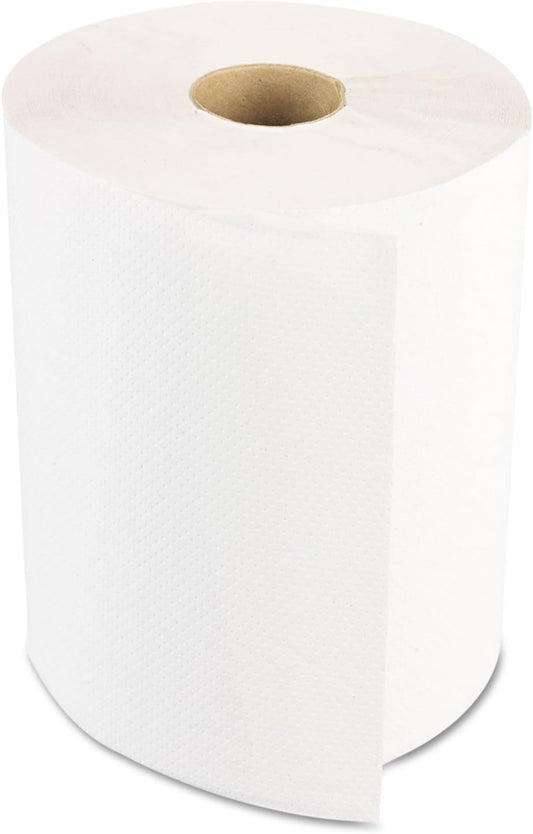 Boardwalk 6250 Hardwound Paper Towels, Nonperforated 1-Ply White, 350 ft (Case of 12 Rolls)