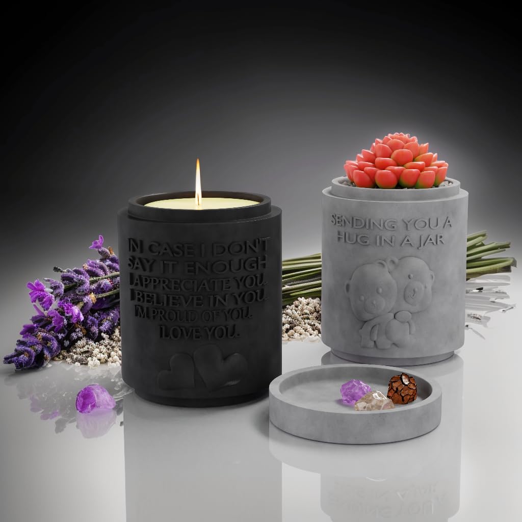 Candle Planter Triple Purpose Romantic, Aromatherapy Candles - Natural Soy Wax, Long-Lasting 50-Hour Burn, Sandalwood Scents - Gifts for Him, Her, Couple, Husband and Wife Birthday Gift Ideas