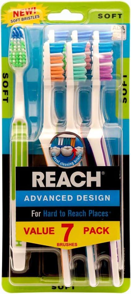 REACH Advanced Design Adult Toothbrush, Soft, 7 Count