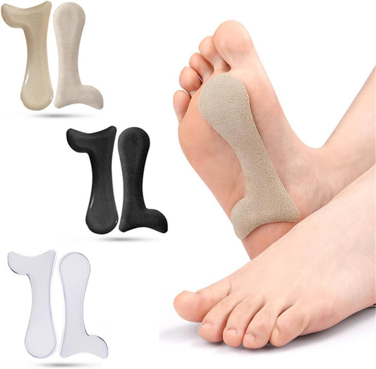 Gel Arch Support Cushions, 3 Pairs Soft Adhesive Arch Pads Arch Support Shoe Inserts, Reusable Foot Arch Supports Gel Arch Inserts Pads for Men Women Flat Feet Plantar Fasciitis Arch Pain Relief (S)