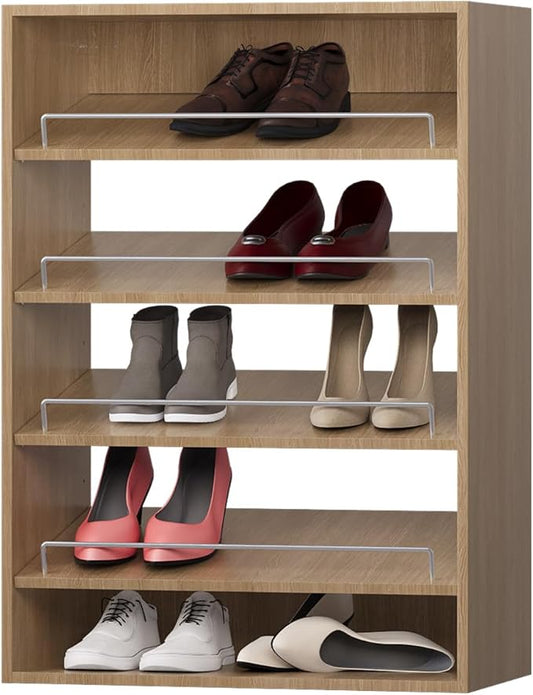 Shoe Shelf Short Tower Closet Unit, Modular Closet System, Wood Closet System Organizer with Storage for Walk In Closets, Clothing Rack for Hanging Clothes, Bedroom, Wood, 31.5"W