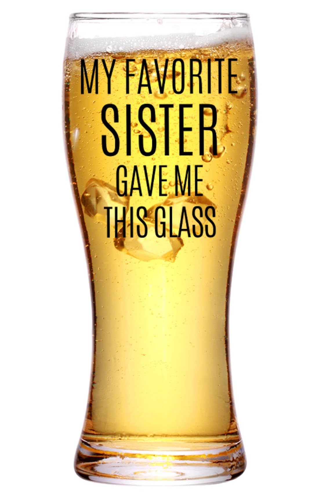 Onebttl Brother Gifts from Sister, Beer Glass Funny Gift Idea for the Best Brother for Christmas, Father's Day, Birthday, Box and Greeting Card Included