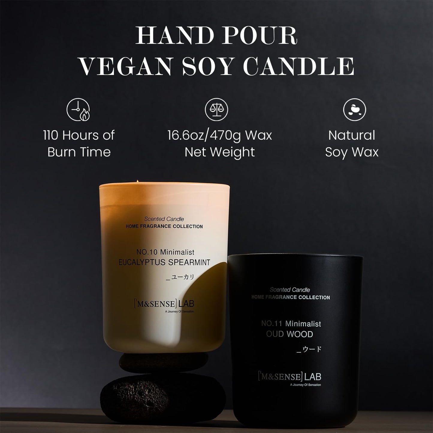 M&SENSE Natural Soy Candle| Linen Breeze | 5.3 oz | Mini Spring Scented Candles for Relaxation,Meditation,Home Décor | for Bedroom, Office, Party Small