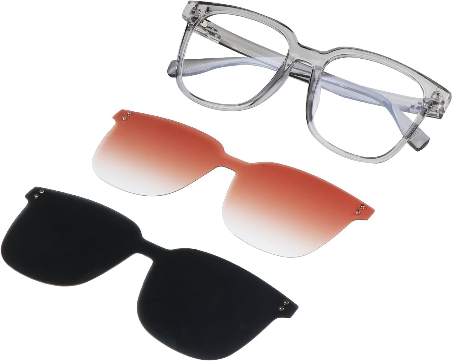 Blue Light Blocking Glasses with Magnetic Clip-On Lenses. Polarized, lightweight&stylish for Men&Women