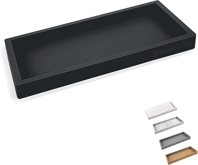 Countertop and Vanity Tray â Small 7.7â Silicone Tray, Soap Dispenser Trays, Bathroom Trays, Kitchen Soap Holder Sink Organizer Counter Caddy for Soaps Bottle Keys, Sponge Holder Dish Black