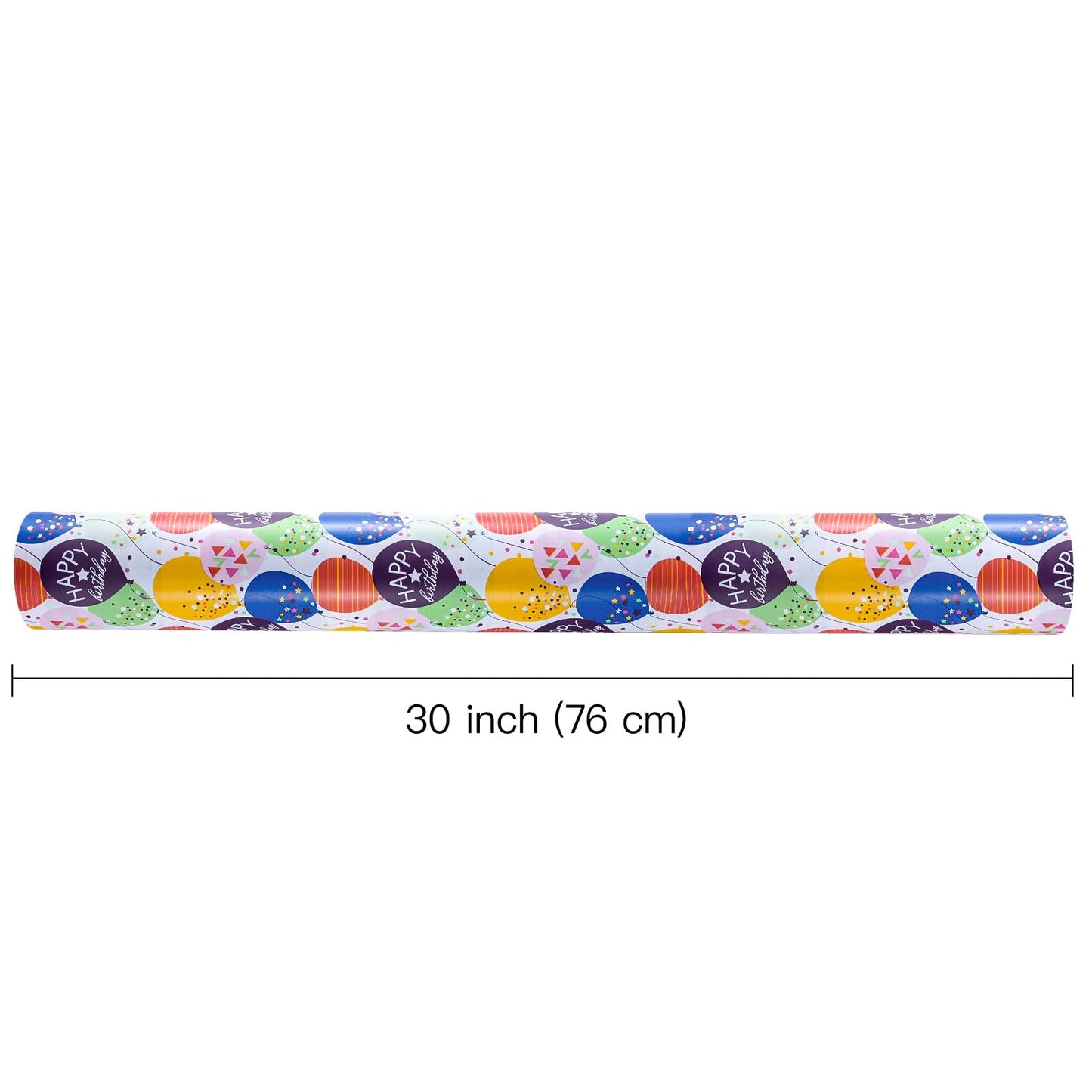 WRAPAHOLIC 30 Inch Jumbo Reversible Birthday Wrapping Paper - 30 Inch x 100 Feet Jumbo Roll - Colorful Balloon with Confetti Design for Birthday, Baby Shower