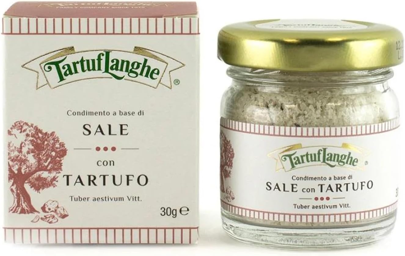 TartufLanghe Black Truffle Salt Gourmet Italian Seasoning with Summer Truffle for Meats Eggs Vegetables Potatoes and Appetizers - 1.06 oz (Pack of 1)