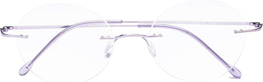CessBlu Rimless Reading Glasses Round Readers for Men Women (Purple) +1.75