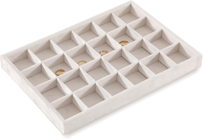 Earring Organizer Tray, Velvet Jewelry Traysï¼Premium Rock Organizer,Luxury Earring Storage,White Earring Case