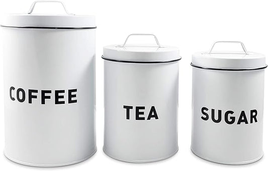Claimed Corner Metal Storage Canisters and Containers for Home and Kitchen Organization, Function, and Decor (Canister Set)