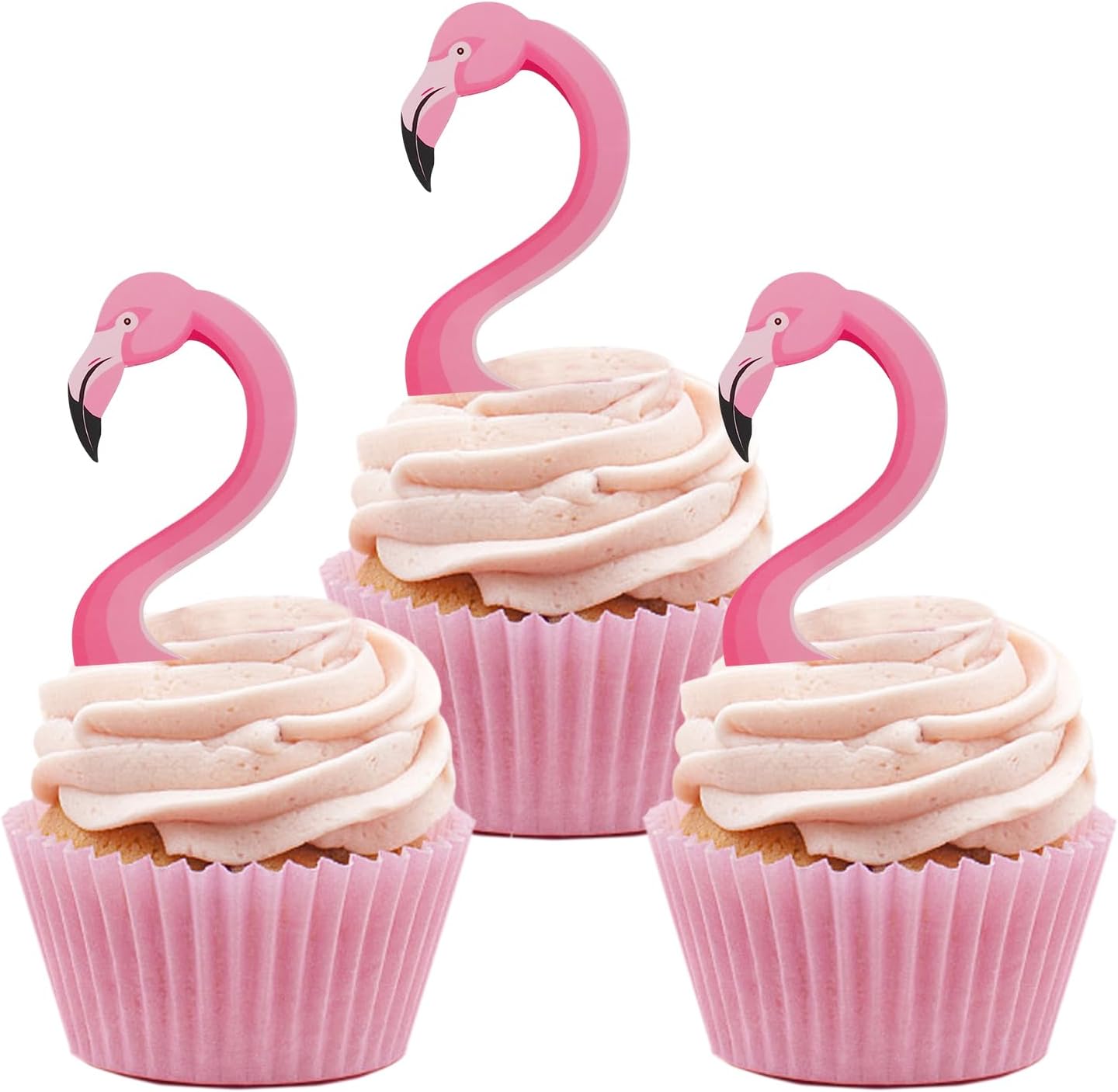 24Pcs Flamingo Cupcake Toppers, Tropical Cupcake Toppers Aloha Cake Decorations for Luau Hawaiian Theme Baby Shower Flamingo Birthday Party Supplies