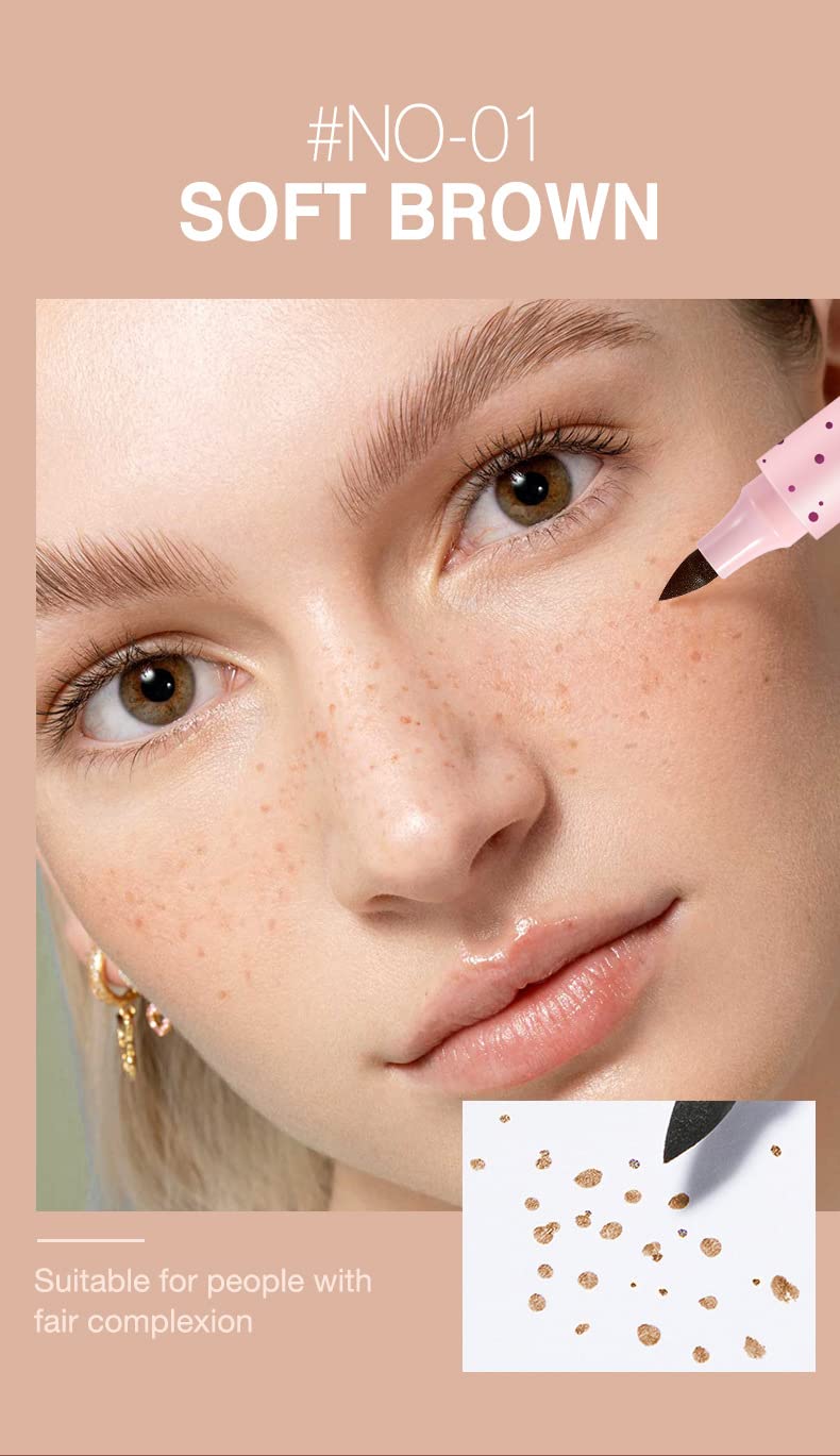 Freckle Pen Faux Freckle Pen Colour Pop Freckle Pen Supernaturally Realistic Freckles Makeup Brush Fantastic Freckles Pen Long-lasting Waterproof Soft-point Absorbent Pen For a Natural and Easy Makeup Look (soft brown)