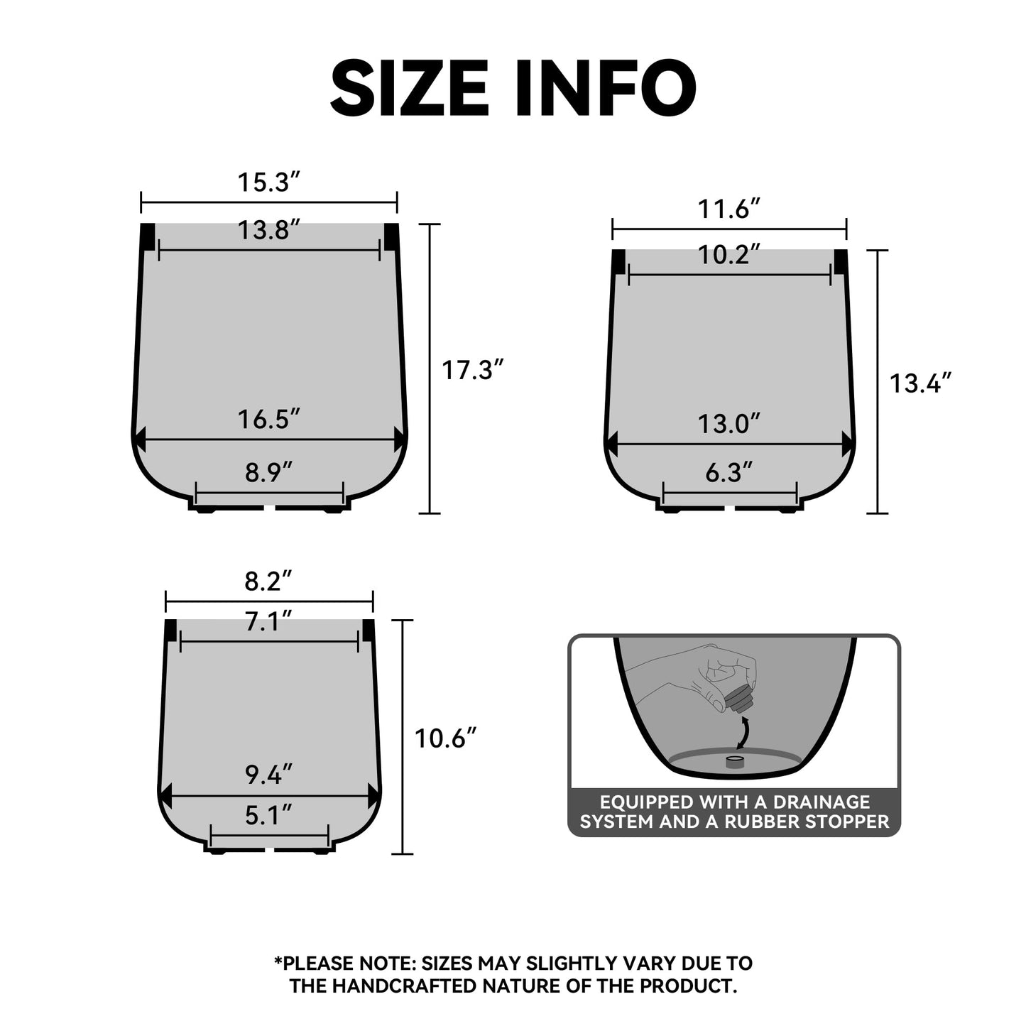 Kante 11.6" Dia Round Concrete Planter, Outdoor Indoor Large Plant Pots Containers with Drainage Hole and Rubber Plug for Home Garden Patio, Light Gray