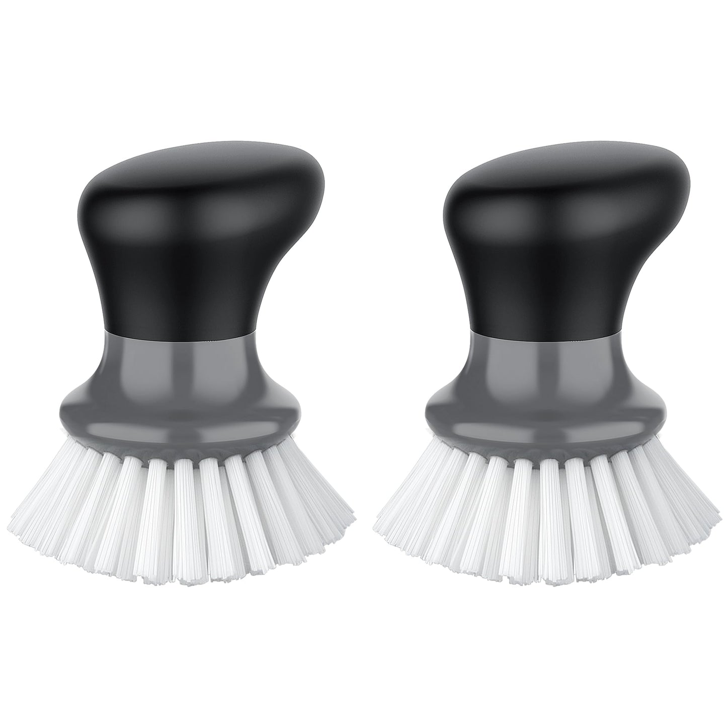 MR.SIGA Dish Scrub Brush, Palm Brush Dish Scrubber with Ergonomic Grip, Kitchen Brushes for Dishes, Gray, Pack of 2