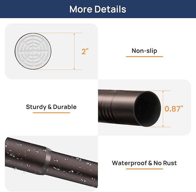 ENJOYBASICS 2 Pack Adjustable Spring Tension Curtain Rods 32 to 78 Inches, Stainless Steel Bronze Shower Rod No Drilling for Window, Bathroom, Closet, Room Divider, 7/8" Diameter