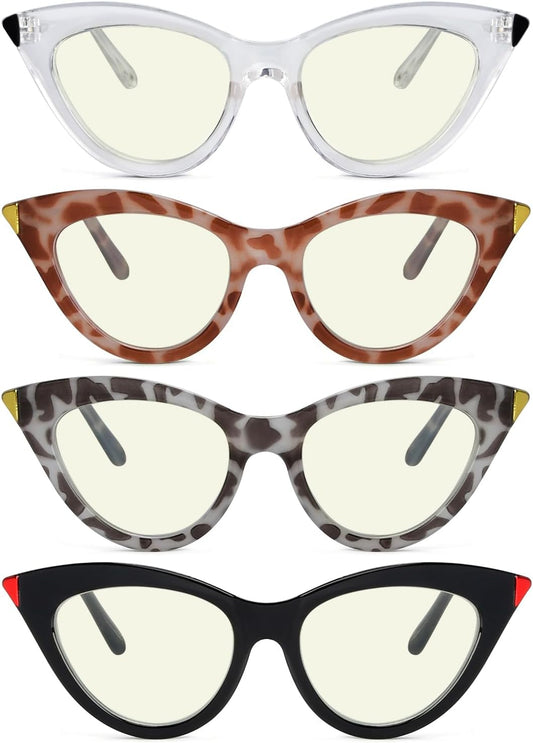 Eyekepper 4-pack Reading Glasses Blue Light Blocking Cat-eye Computer Glasses Readers Women 2.75