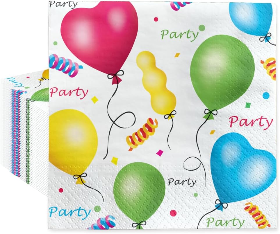PAW - 50 Pcs Luncheon Napkins 13'' x 13'', Colorful Disposable Paper Napkins, Lunch Dinner Napkins for Parties, Kids Parties, Decoupage, Tableware Party Supplies