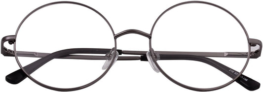 Agstum Retro Round Metal Non-Prescription Eyeglasses Frame with Spring HInge Clear Lens