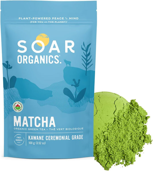Soar Organics - Kawane Ceremonial Grade Matcha Green Tea Powder - Authentic Japanese First Harvest (3.52 oz)