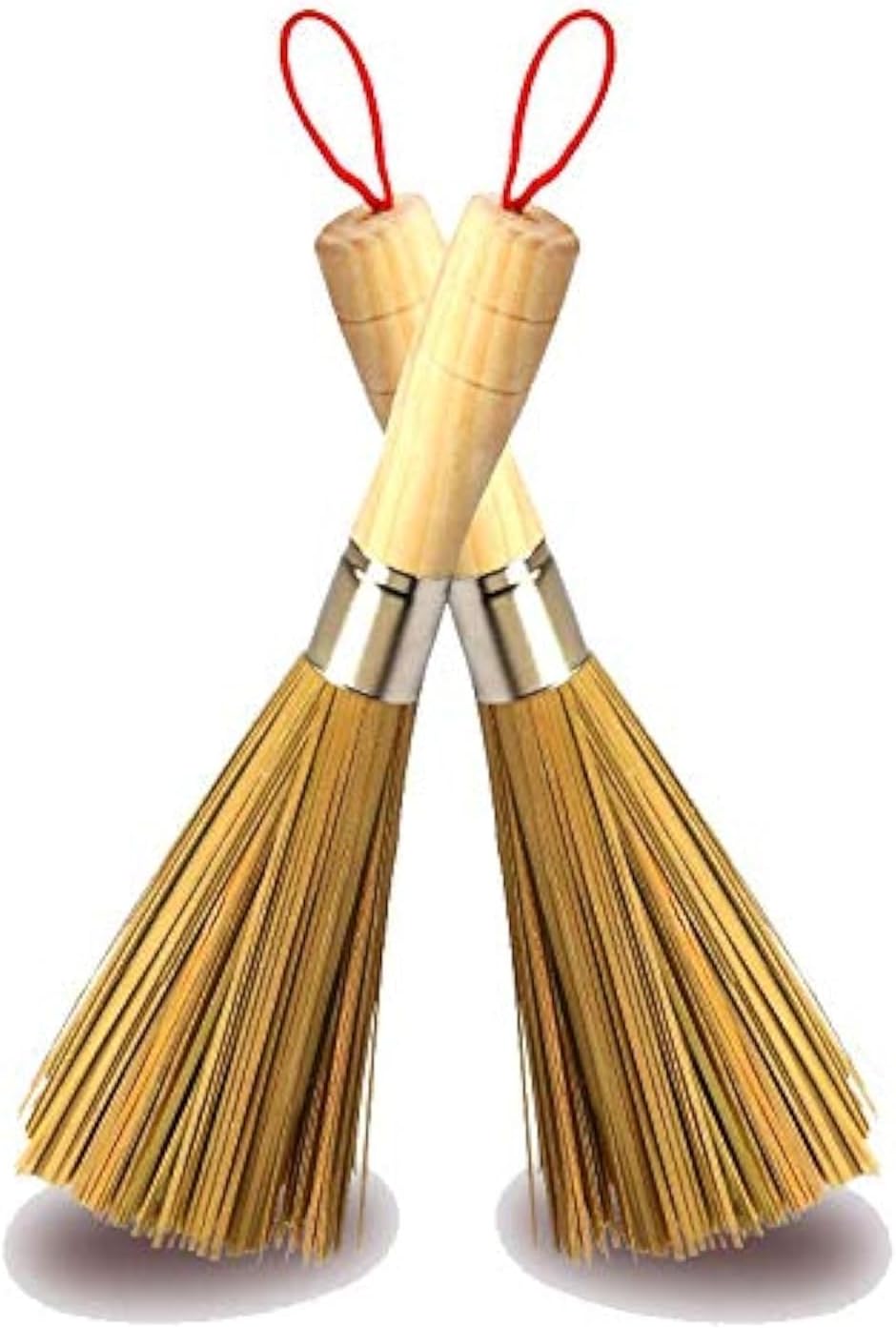 2 Pack Cleaning Whisk Traditional Natural Bamboo Wok Brushes Dishwashing Kitchen Tools Traditional Natural Bamboo Cleaning Brushes