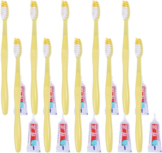 Beaupretty 10pcs Disposable Toothbrushes Toothpaste Individually Wrapped Travel Toothbrush Kit Soft Bristles Mixed Colors Hotel Guest Camping Adults Kids