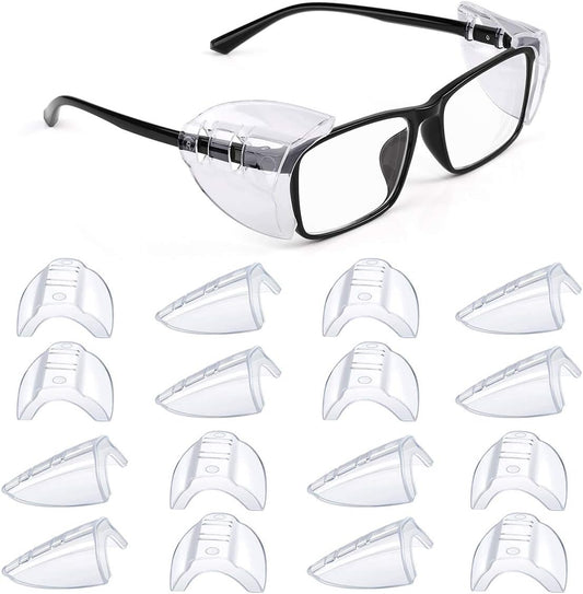 8 Pairs Eye Glasses Side Shields, Flexible Slip on Side Shields for Safety Glasses Fits Small to Large Eyeglasses Universal
