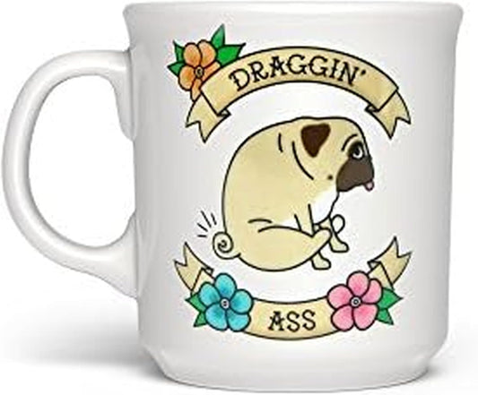 Genuine Fred SAY ANYTHING MUG, DRAGGIN, 16 Ounce Ceramic Mug, White, Dishwasher Safe