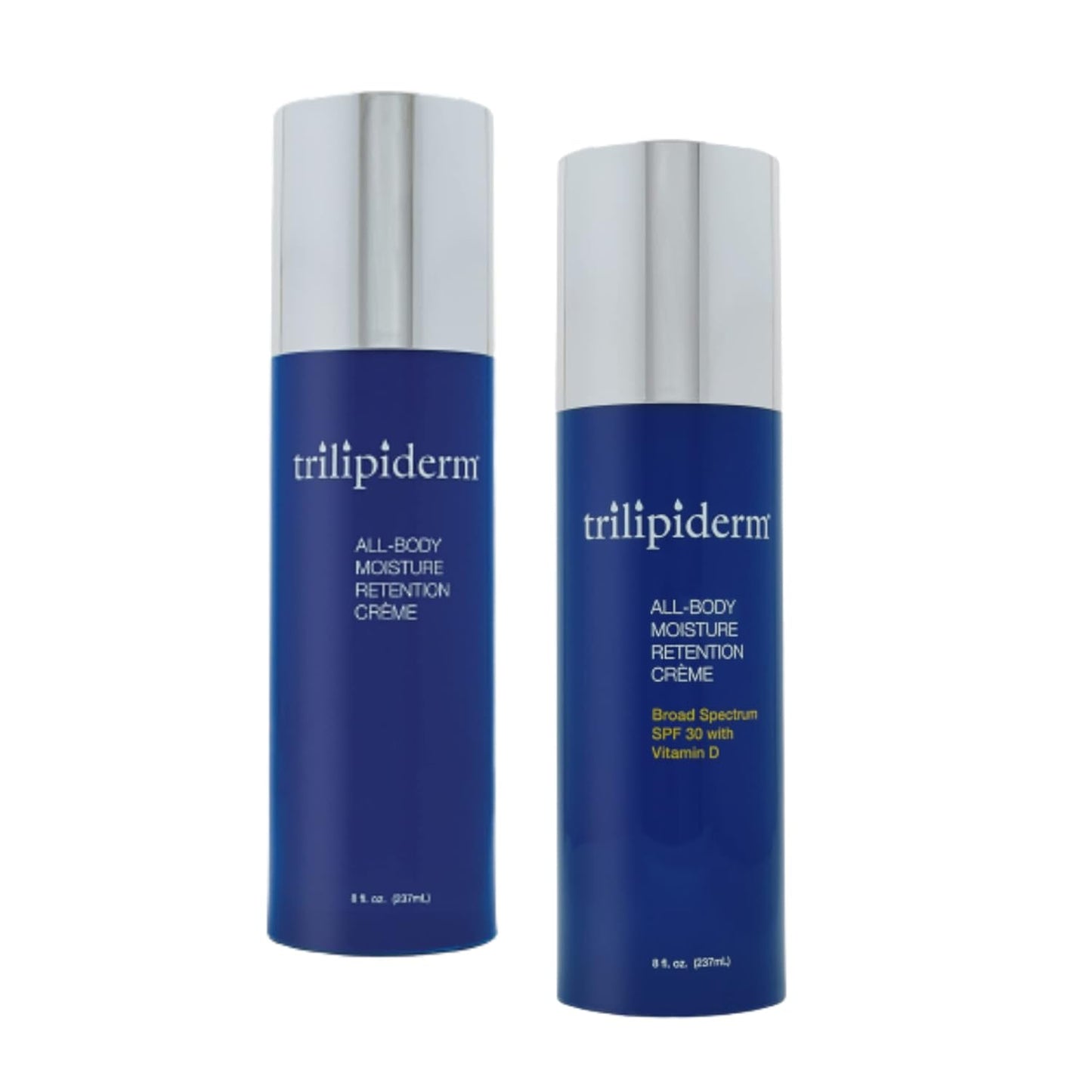 Trilipiderm Weekender Bundle â All-Body Moisture Retention CrÃ¨me Broad Spectrum SPF 30 with Vitamin D and All-Body Moisture Retention CrÃ¨me, 8 Ounce Airless Pump Bottles