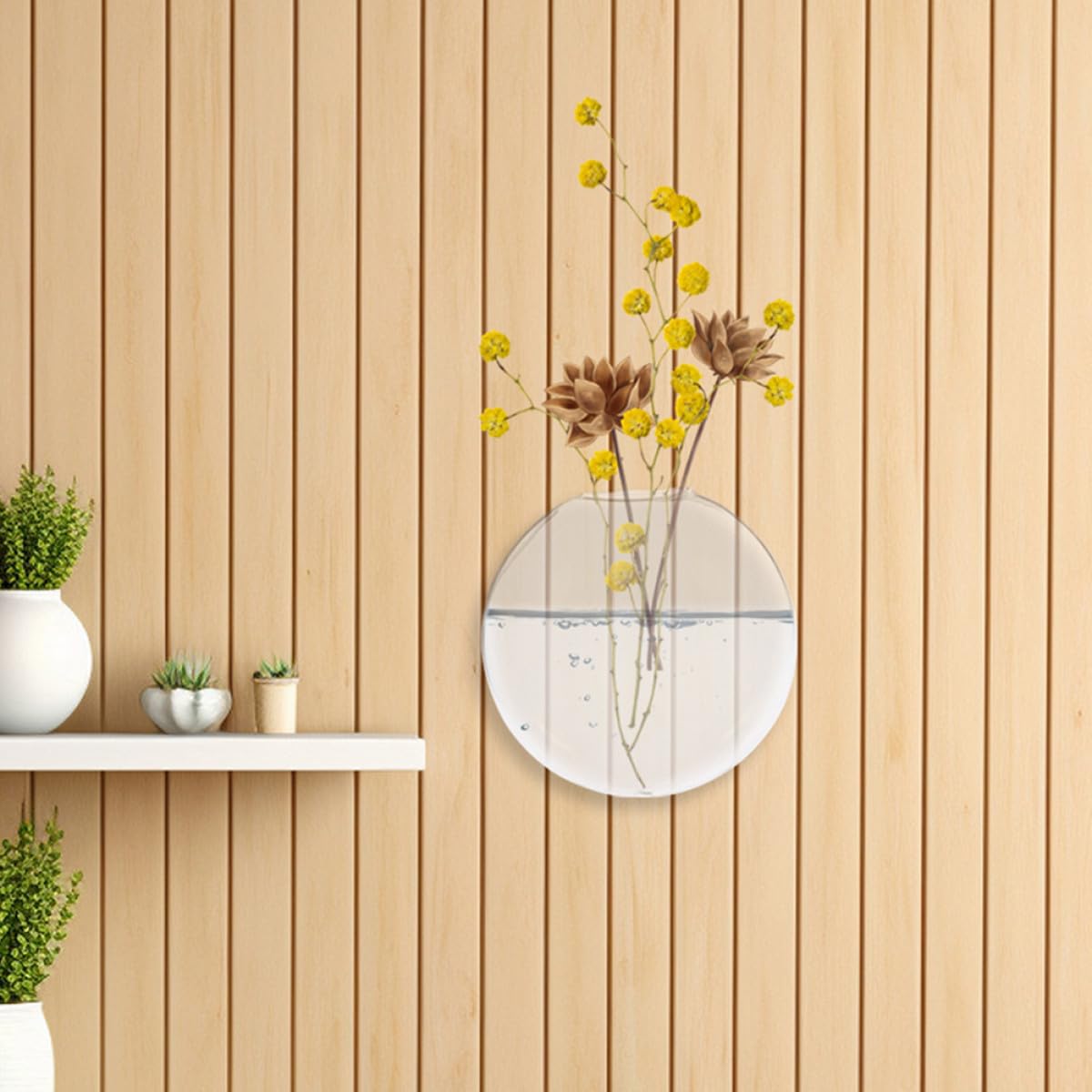 Luxshiny Wall Hanging Glass Vase Set of 2, Hydroponic Planter for Indoor Plants, Large Glass Terrarium Propagation Vase for Home and Office Décor
