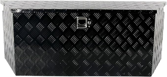 49''Inch Aluminum Trailer Tongue Tool Box Truck Bed Toolbox Truck Trailer Chest Box Underbody Storage Organizer Waterproof Square Storage Organizer w/Lock & Keys Black(â49" Lx15 Wx18.5 H)