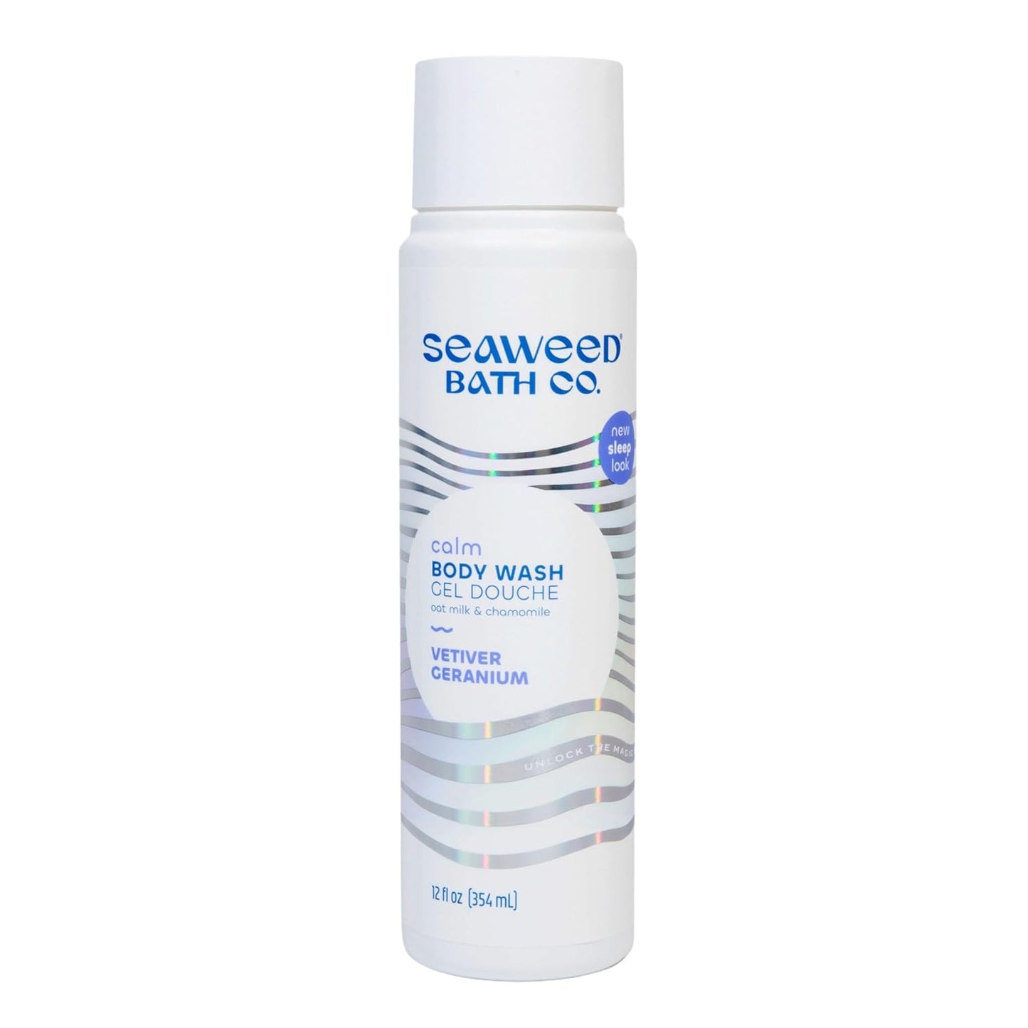 Seaweed Bath Co. Calm Body Wash - Vetiver Geranium - Hydrating Foaming Cleanser with Soothing Oat Milk & Chamomile - Vegan, Paraben and Sulfate Free Shower Gel - 12 oz