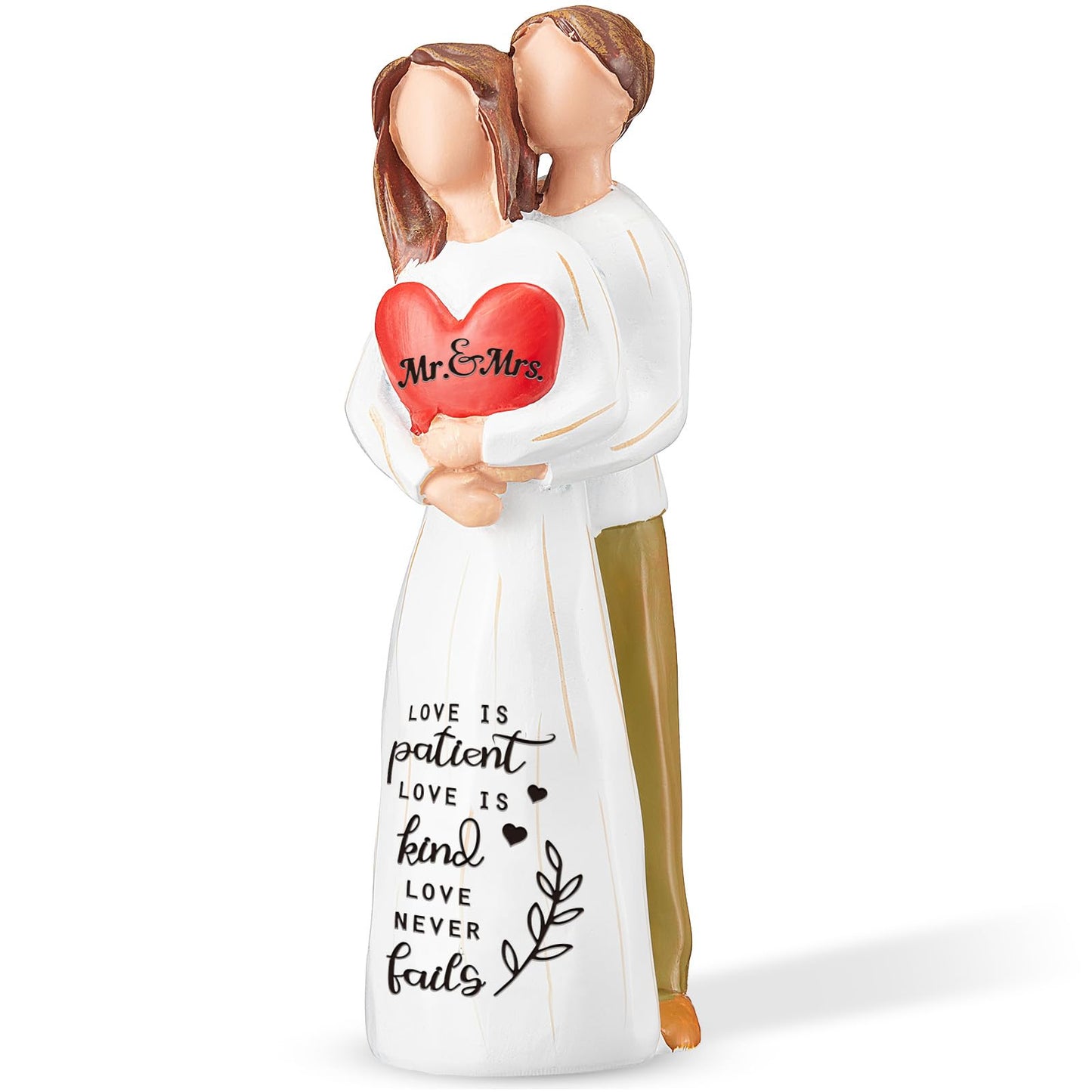 Wedding Gifts for Couple,Bridal Shower Gifts,7" Mr and Mrs Couple Figurine,Engagement Gift for Couples,Love is Patient Love is Kind Sculpted Hand-Painted Figure Gift for Husband Wife