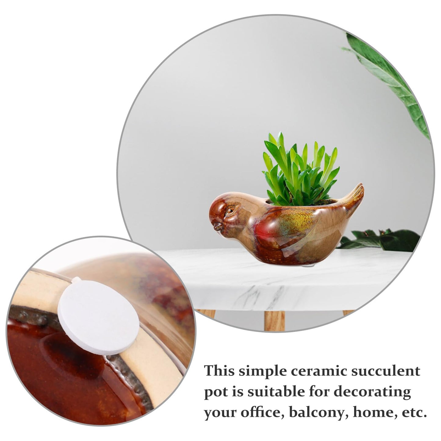 JOYOFREELY Ceramic Bird-Shaped Succulent Planter Pot for Indoor Balcony Plants Small Decorative Flower Pot Porcelain Pottery Plant Container for Home Garden