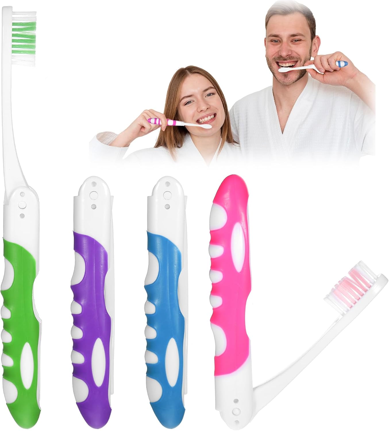 4 Pcs Travel Toothbrush, Kids Travel Toothbrush Compact Folding Design with Soft Bristles, Portable for Camping, Hiking & On-the-Go (4 Colors)