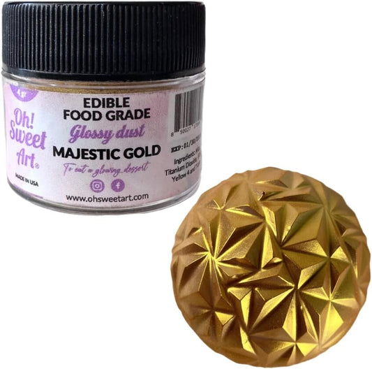 OH SWEET ART - Glossy Dust - Edible Gold Luster Dust - Food Grade Coloring for Cake Decoration, Cake Pops, Cupcakes, Fondant, Chocolate - Kosher - Majestic Gold different Sizes (4g)