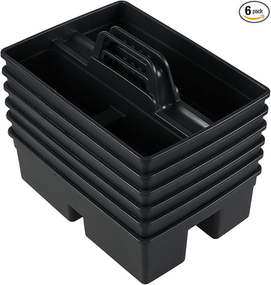 Asking 6 Pack Plastic Cleaning Caddy Organizer with Handle, Plastic Carry Caddy for Cleaning Supplies, Gray