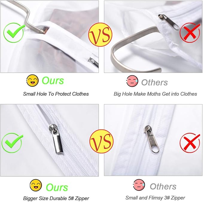 Garment Bags for Hanging Clothes (24''X48'' Set of 12) Suit Bags for Closet Storage Plastic Waterproof Suit Cover Bags with Zipper for Suit, Sweaters, Coat Protector Travel Closet Clothing