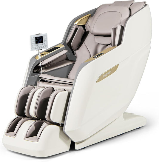 COSTWAY SL Track 3D Massage Chair, Full Body Zero Gravity Massage Recliner with Waist & Calves Heating, Foot Rollers, Voice Control, Bluetooth Speaker, 22 Auto Modes, Installation-Free Design