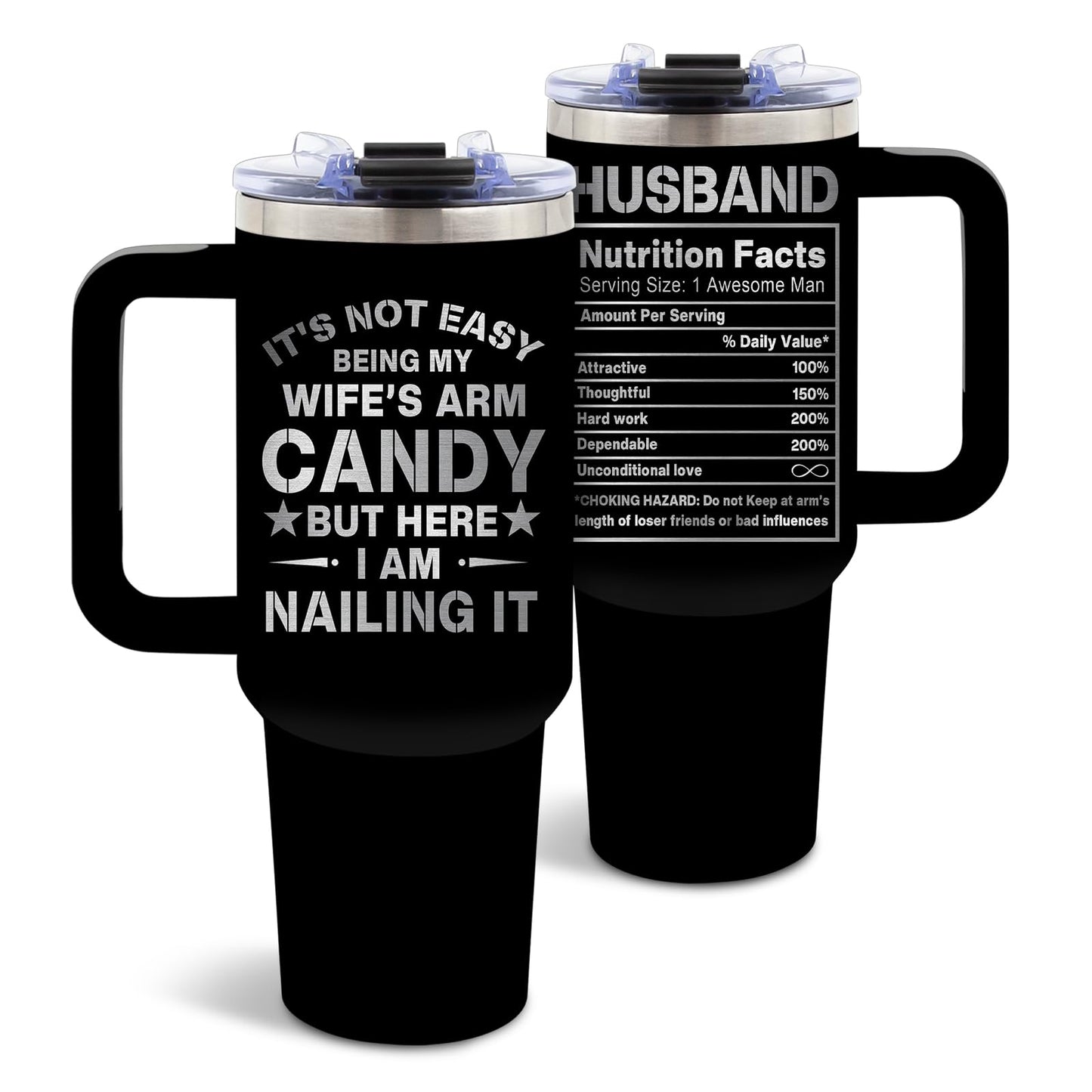 DUUV Gifts for Husband from Wife, Husband Tumbler with Handle 40 Oz, Christmas Thanksgiving Wedding Anniversary Appreciation Birthday Gifts for Husbands Men Him, 1PCS