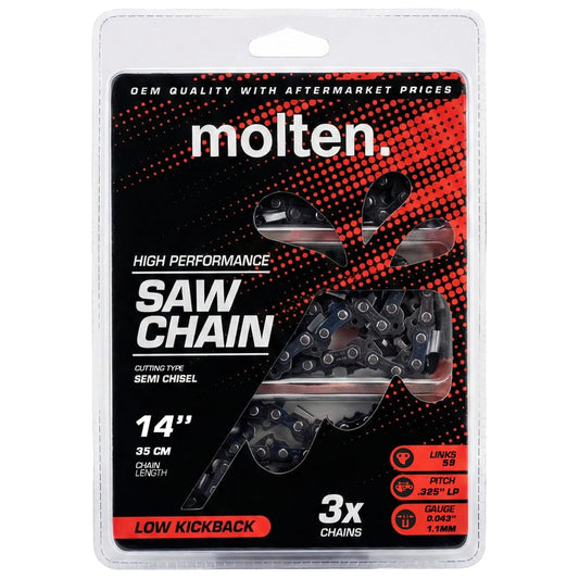 Milwaukee 14 Inch Top Handle Chainsaw Chain 3 Pack, .325'' LP .043'' Gauge 59 DL, Fits M18 Fuel 2826-20T, Dewalt DCCS674, Husqvarna, Replaces 49-16-2744, N59, DWO1DTX614 - Molten.