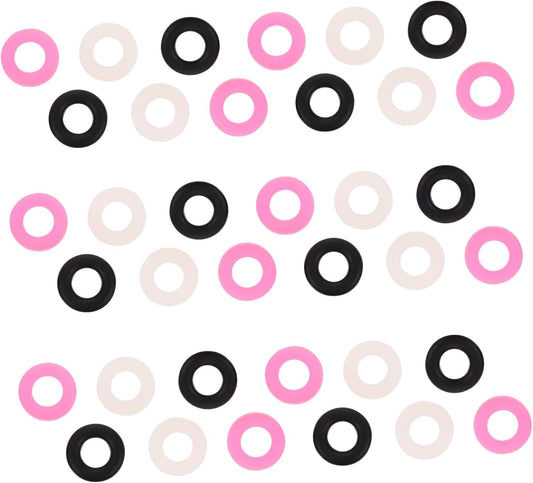 30 Pairs Anti-Slip Silicone Eyeglass Leg Sleeves Round Non-Slip Retainers, Assorted White, Black, and Pink, Glasses Ear Hooks for Secure Fit and Comfortable Eye Protection Use
